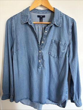 GAP Light Blue Denim Henley Shirt
